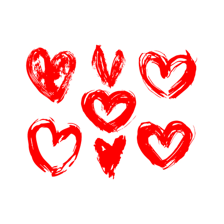 Vector brush hearts icon set.のイラスト素材
