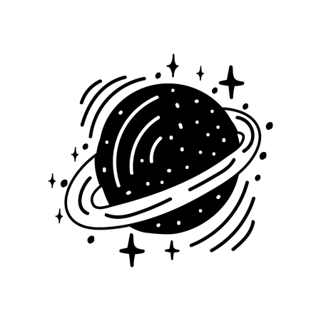 Cosmos print. Black vector illustration. Nursery posterのイラスト素材