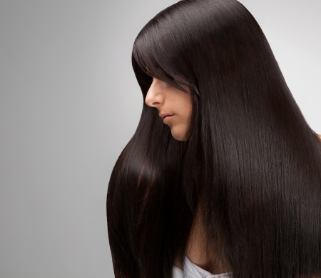 Black Hair  Portrait of Beautiful Woman with Long Hair  Good quality retouching の写真素材