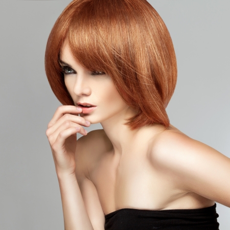 Red hair. Beautiful Woman with Short Hair. High quality image.の写真素材