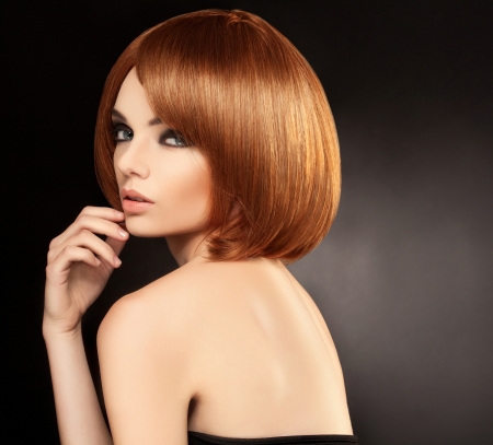 Red hair. Beautiful Woman with Short Hair. High quality image.の写真素材