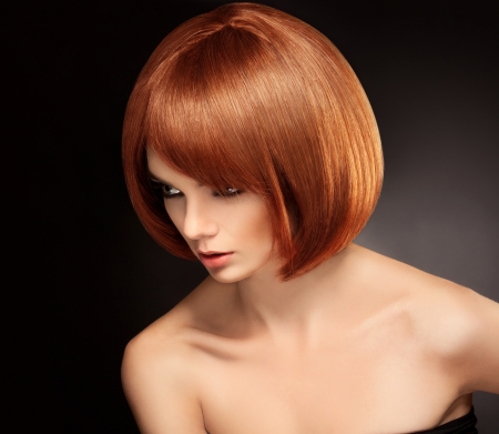 Red hair. Beautiful Woman with Short Hair. High quality image.の写真素材