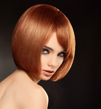 Red hair. Beautiful Woman with Short Hair. High quality image.の写真素材