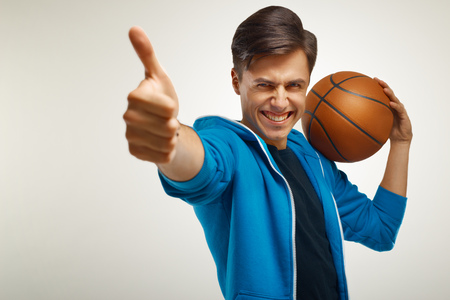 Basketball player with ballの写真素材