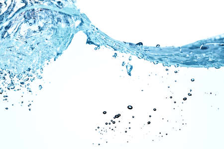 water wave with bubbles isolated on whiteの写真素材
