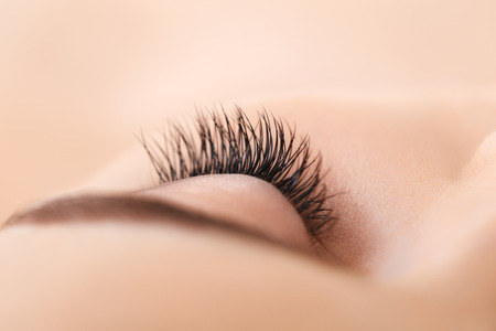 Woman Eye with Long Eyelashes. Eyelash Extension