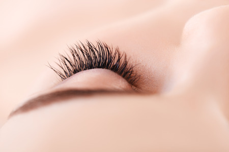 Woman Eye with Long Eyelashes. Eyelash Extension