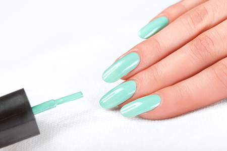 Nail Polish. Manicure. MBeauty hands. Stylish Colorful Nailsの写真素材