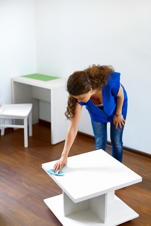 Woman cleaning house.の写真素材