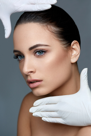 Cosmetic surgery. Beautiful Woman before Plastic Operation. Beauty Faceの写真素材