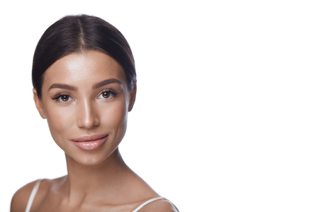 Beauty Cosmetics. Closeup Of Beautiful Young Woman With Perfect Professional Makeup On Face. Portrait Of Attractive Sexy Woman With Pure Clean Smooth Soft Skin. Facial Skincare. High Resolutionの写真素材