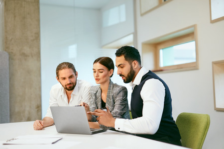 Business Meeting. People Work On Computer In Modern Office. Team Working On Project. High Resolutionの写真素材