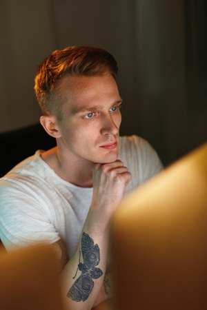 Programmer Coding Software On Computer. Developer Writing Code Working In Office. High Resolutionの写真素材