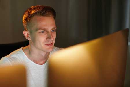 Programmer Coding Software On Computer. Developer Writing Code Working In Office. High Resolutionの写真素材