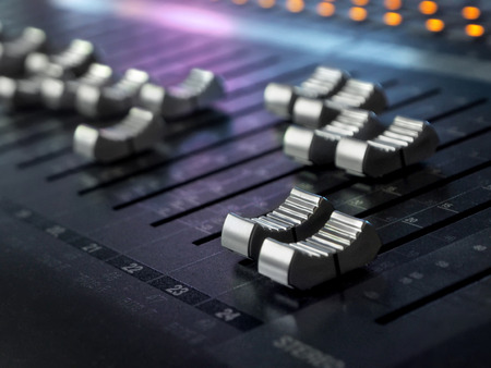 Sound Recording Studio Mixing Desk Closeup. Mixer Control Panelの写真素材