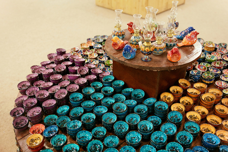 AVANOS, CAPPADOCIA, TURKEY, OCTOBER 17, 2018. Turkish Traditional Ceramic Plates At Souvenir Store, Pottery Workshopのeditorial素材