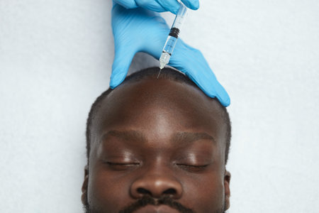 Male Injection. Anti Aging Face Skin Care For African Man. Beauty Cosmetology Treatment In Clinic....