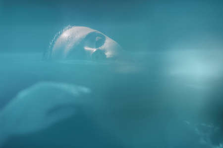 Beautiful Woman Portrait At SPA. Young Girl Relaxing In Pool.の写真素材