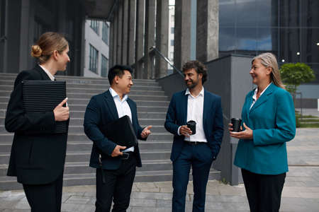Business People During the Break. Business Partners Discussing Togetherの写真素材