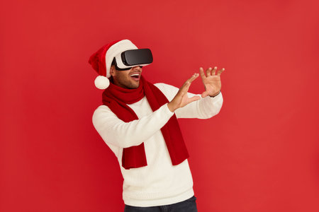 Focused Man Trying VR. Portrait of Amazed Guy Discovering New Technologies