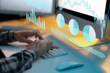 Analyzing Financial Data on Computer Screen with Interactive Graphs and Charts