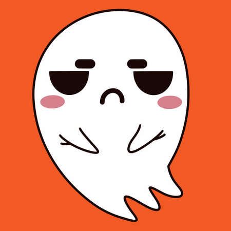 Ghost vector icon. Cute cartoon spirit upset. A sad phantom. Offended poltergeist. Funny monster. Isolated object for halloween.のイラスト素材