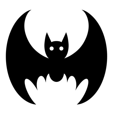 Bat vector icon. Isolated illustration on a white background. Black silhouette of a nocturnal...