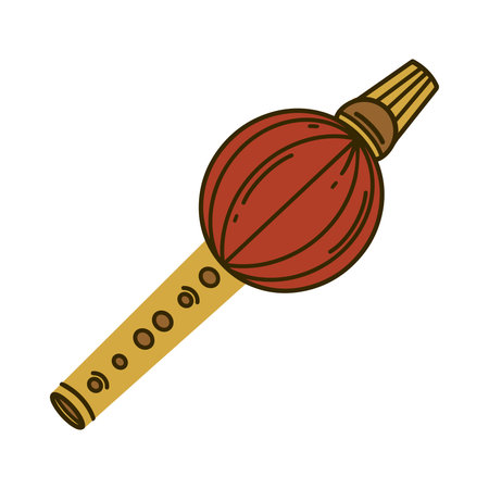 Snake charmer flute vector icon. Wooden musical instrument, Indian fife isolated on white. Traditional tool for training snakes, folk and classical melodies. Flat cartoon clipart for webのイラスト素材