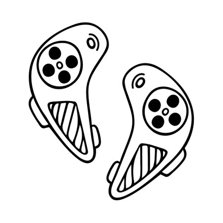 Joystick vector icon. Game console symbol isolated on white. Gamepad for games, entertainment, virtual and augmented reality. Modern device, digital gadget. simple doodle. Clipart for logo, apps, webのイラスト素材