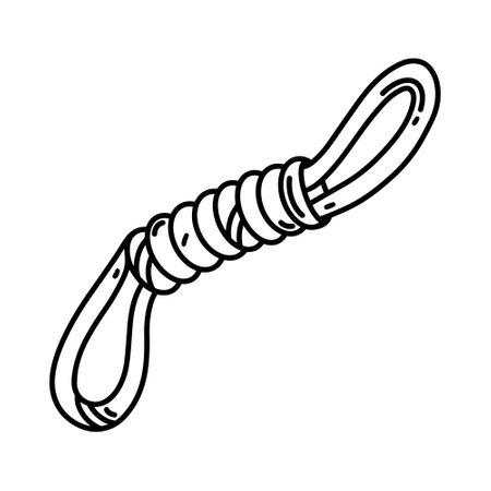 Cotton rope toy for dog. vector icon. Accessory for pet play, fun, training. Black and white illustration. Simple doodle sketch. Item for domestic animals. Isolated clipart for print, shop, vet clinicのイラスト素材