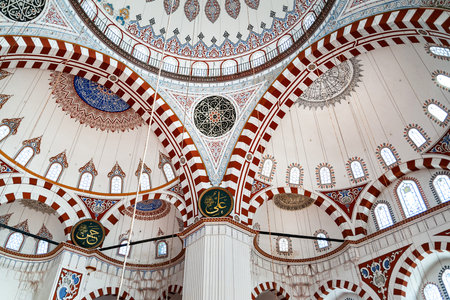 Sehzade Camii Mosque. Frescoes and arches of the dome of the mosque Sehzade Camii. Landmarks of Turkey. tourist place. Turkey. Istanbul. September 25, 2021のeditorial素材