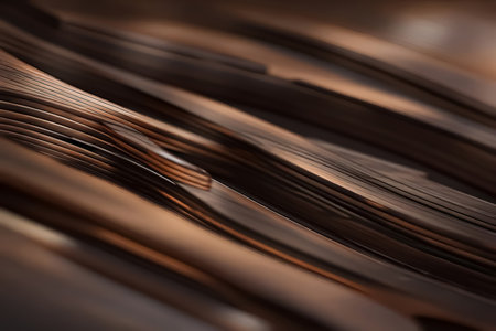 Wooden abstraction of curved lines. Wooden abstract background. Dark wood. selective soft focus. AI generatedの素材