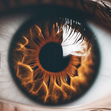 Iris eyes. Eye close-up. brown eye iris. soft focus. AI generatedの素材