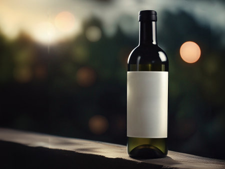 wine bottle. bottle with blank label. selective focus. AI generatedの素材