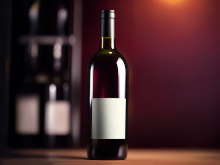 wine bottle. bottle with blank label. selective focus. AI generatedの素材