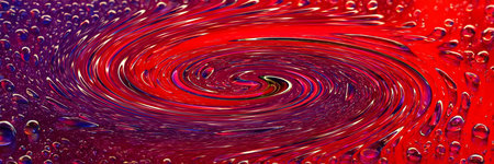 Water drops banner. Abstract spiral background. Colored macro texture with many drops. Rainbow wet...