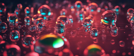 Multi-colored bubbles in water. Abstract for background. Selective focus. AI generationの素材