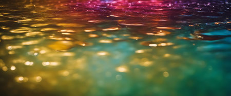 Rainbow oil stains in the water. Abstract for background. Selective focus. AI generationの素材
