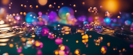 Multi-colored bubbles in water. Abstract for background. Selective focus. AI generationの素材