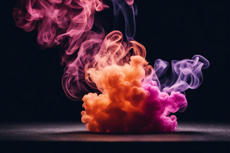 Colorful smoke. Abstract background of colored smoke. Colored abstraction. Close-up. AI generatedの素材