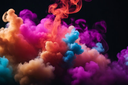 Colorful smoke. Abstract colored smoke background. Close-up. AI generatedの素材