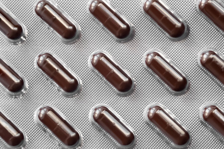 Pills in blister packs. Medicine packaging close-up Medicine in tabletsの写真素材