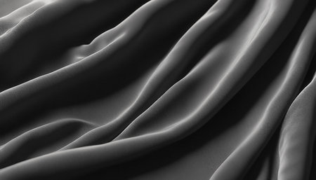 Close-up of black velvet. Fabric texture. Folds of velvet fabric. Soft focus. AI generatedの素材