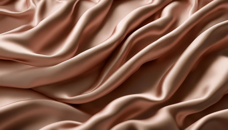 Fabric texture. Beige silk. Folds of silk fabric. Soft focus. AI generatedの素材