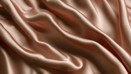 Fabric texture. Shiny silk. Folds of beige silk cloth. Soft focus. AI generatedの素材