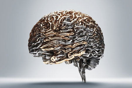 AI brain. Artificial intelligence. Artificial robot brain close-up. AI generatedの素材