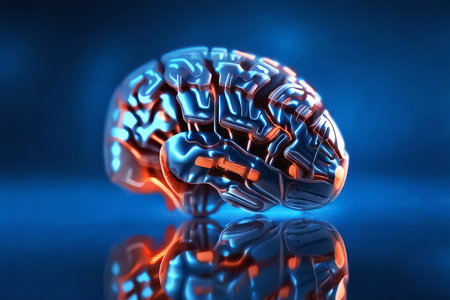 AI brain. Artificial intelligence. Ski-Fi concept. Cybernetic brain. AI generatedの素材