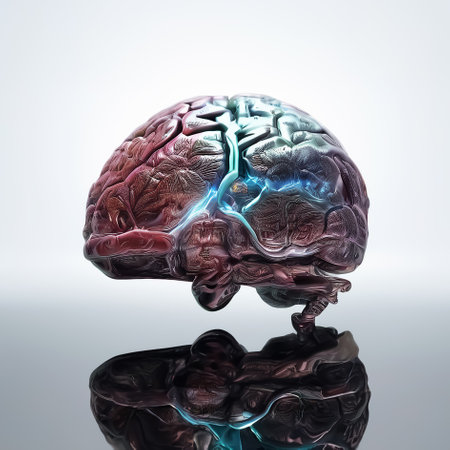AI brain. Artificial intelligence. Close-up of artificial robot brain. AI generatedの素材