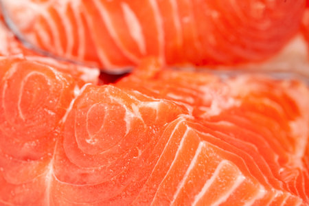 Fresh salmon. Texture of fresh salmon fillet close-up. Soft focusの写真素材