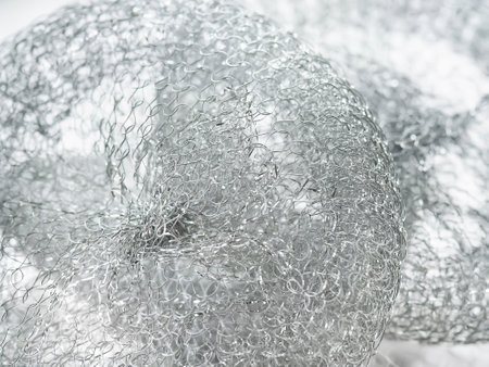 Abstract texture. Monochrome metallic abstract. Twisted metal wire. Soft focusの写真素材